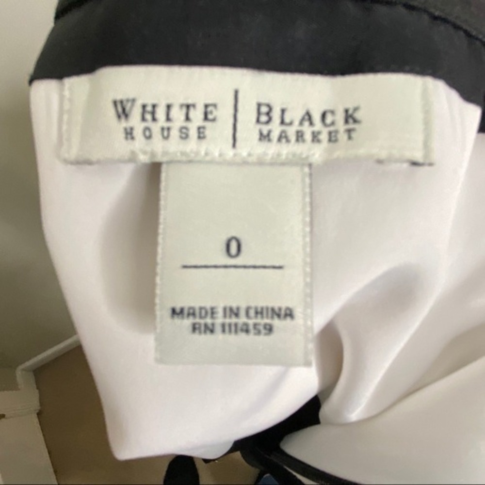 White House Black Market Strapless Silk Cocktail Dress Black Ivory Size 0‎ - Picture 5 of 8